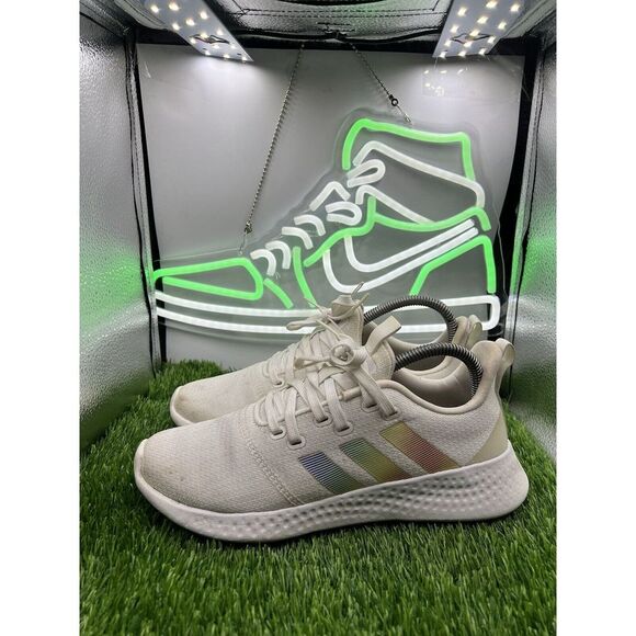 Adidas Women's Pure Motion Running Shoes Cloudfoam‎ White/Rainbow GZ8523 Size 8 - Picture 1 of 8